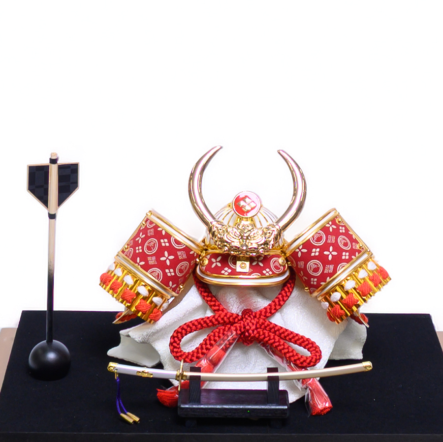 甲州印伝赤富士山柄5号武田信玄兜アクリル麻の葉円形型ケース3写真